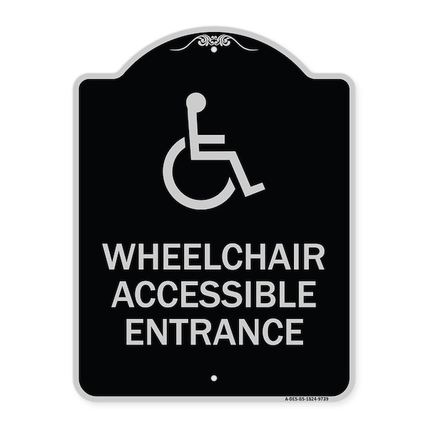 Designer Series-Wheelchair Accessible Entrance Black & Silver, 24" H, BS-1824-9739